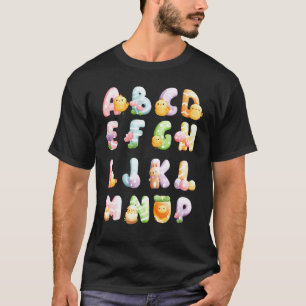 Camiseta Abc Páscoa Alfabeto Animais da Páscoa Crianças Esc