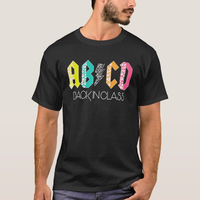 Camiseta Abcd De Volta À Classe Leopardo De Volta À Escola  (Frente)