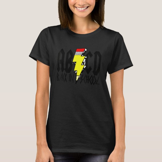Camiseta Abcd De Volta à Escola Rock & Roll Professor de Mú (Frente)