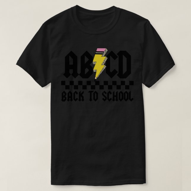 Camiseta ABCD de volta à Escola RocknRoll 1 (Frente do Design)