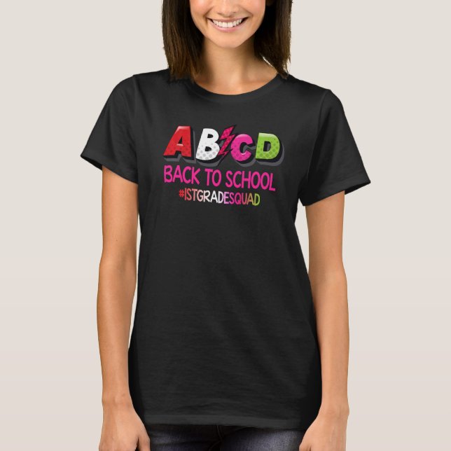 Camiseta ABCD de volta à Esquadra da Classe 1rua (Frente)