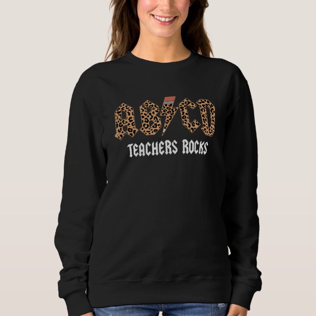 Camiseta ABCD Rocks Teachers Back To School Leopard Student (Frente)