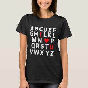 Camiseta Abc's Eu Amo Você Alfabeto Fofo Eu-te-amo Professo