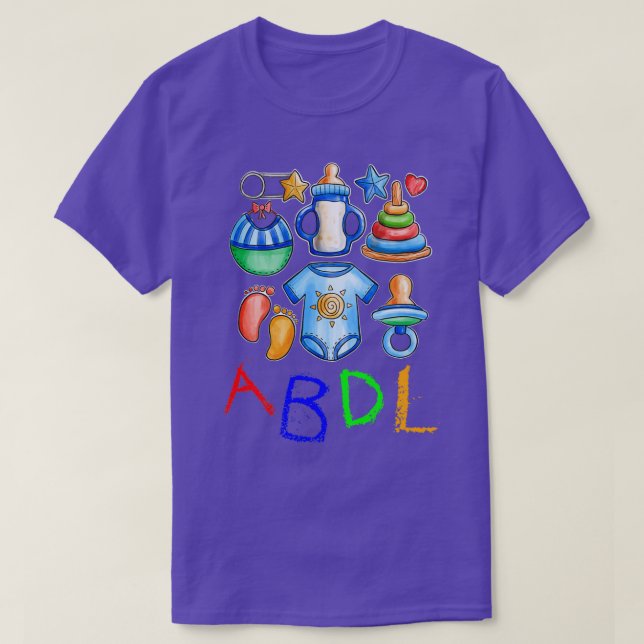 Camiseta ABDL adult baby diaper lover Baby Items Collection (Frente do Design)