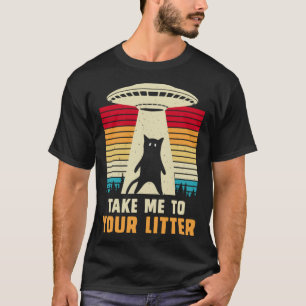 Camiseta Abdução de Alienígenas de OVNI Gato Eu Quero Acred