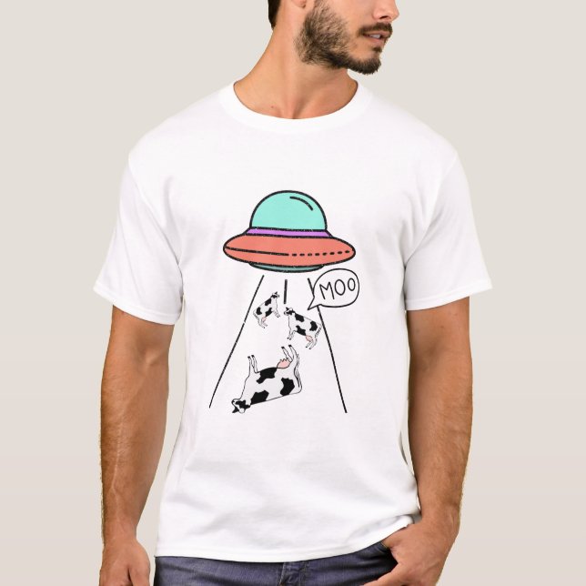 Camiseta Abdução de Alienígenas de Vacas OVNI (Frente)