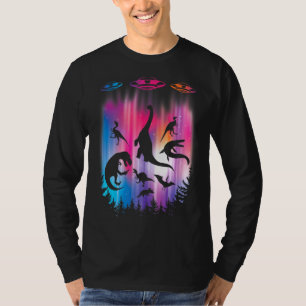 Camiseta Abdução de alienígenas Dinossauro Voando Saucer Uf