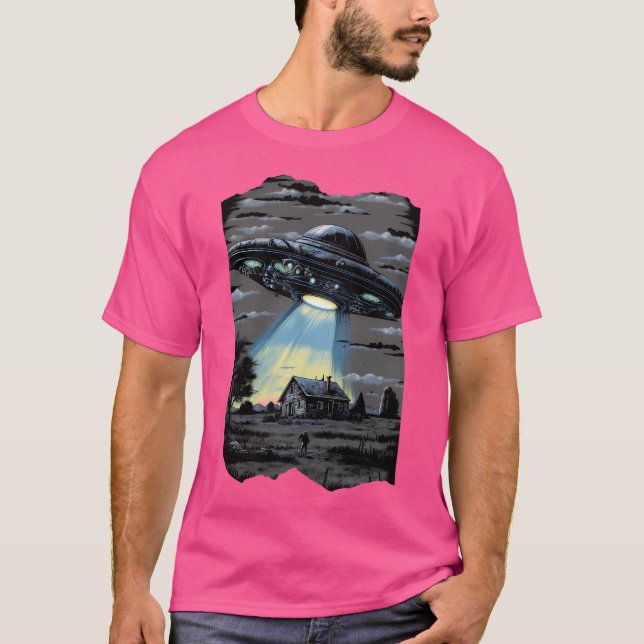 Camiseta Abdução De alienígenas Ufo Saucer Voador (Frente)