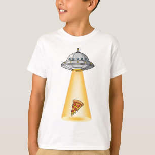 Camiseta Abdução de Pizza UFO Crianças