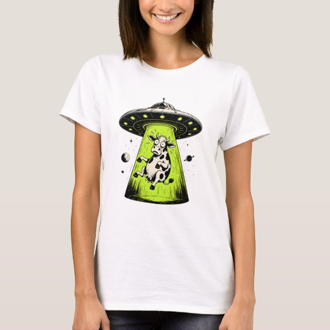 Camiseta Abdução de Vaca Alienígena Weirdcore Surreal (Frente)