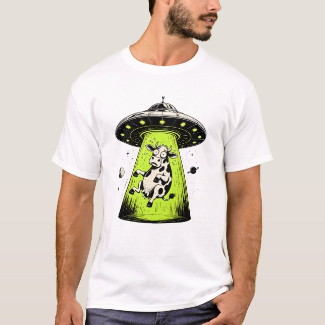Camiseta Abdução de Vaca Alienígena Weirdcore Surreal (Frente)