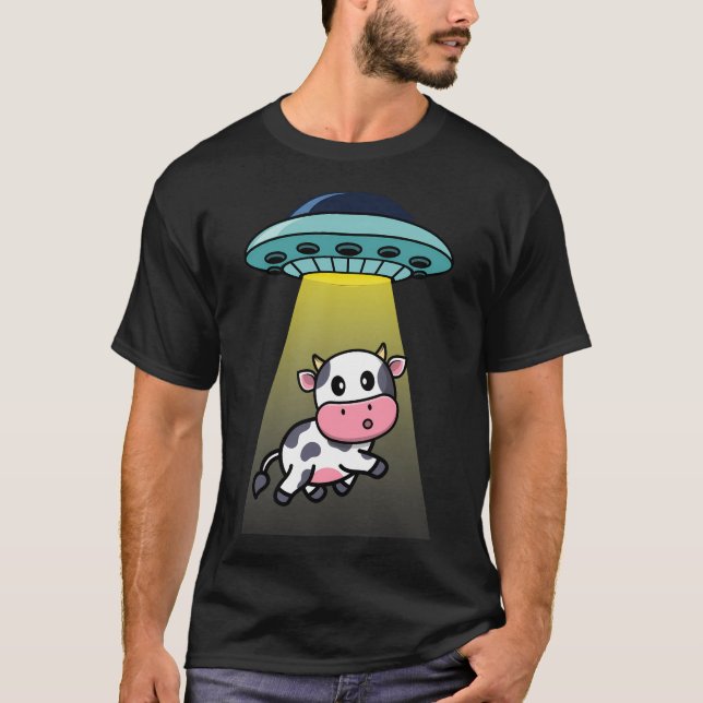 Camiseta Abdução De Vacas alienígenas Voando Ufo (Frente)