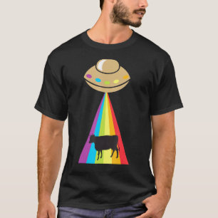 Camiseta Abdução do Feixe do Arco-Íris da Vaca do Ovni