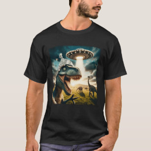 Camiseta Abdução Engraçada de Dinossauro por OVNIs Selfie H