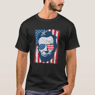 Camiseta Abe Lincoln Beard Óculos Solares Bandeira American