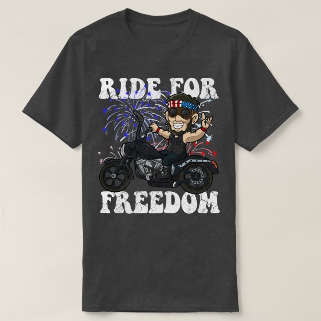 Camiseta Abe Lincoln Biker Ride For Freedom USA America Pat (Frente do Design)