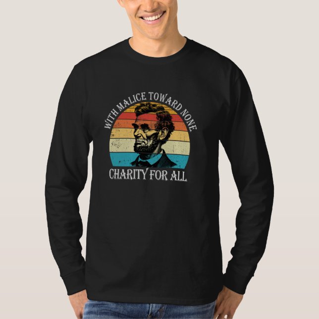 Camiseta Abe Lincoln Com malice em direção a nenhuma, com c (Frente)