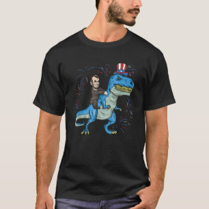 Camiseta Abe Lincoln Dirigindo Um Dinossauro T Rex 4 De Jul
