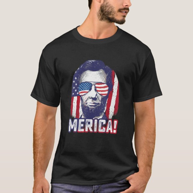 Camiseta Abe Lincoln Merica 4 De Julho Dos Eua (Frente)