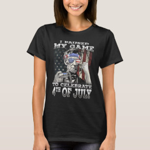 Camiseta Abe Lincoln Pausei meu jogo para celebrar o 4º de