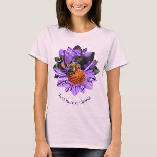 Camiseta Abeelha Em Flor De Áster Roxo Personalizado