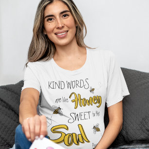 Camiseta Abehas Mel Kind Words Amarelo e Preto