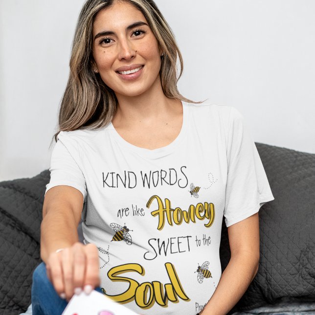 Camiseta Abehas Mel Kind Words Amarelo e Preto (Criador carregado)
