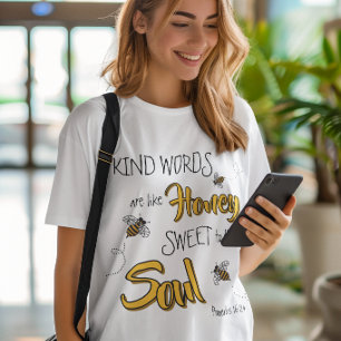 Camiseta Abehas Mel Kind Words Amarelo e Preto