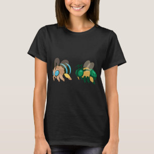 Camiseta Abeja de Banda Azul e Abelha Carpinteira Desenho