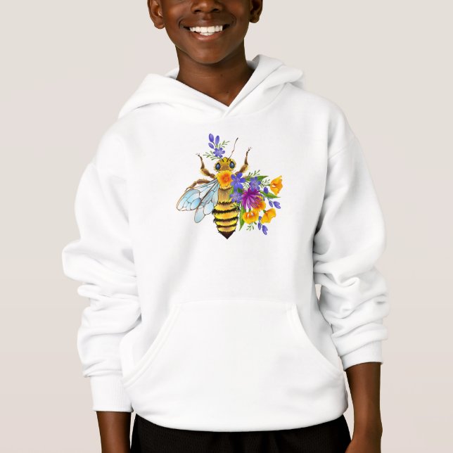 Camiseta Abeja flor com plantas silvestres (Frente)