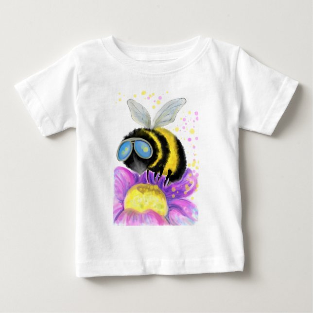 Camiseta Abelha com óculos escuros Camisa-bebê - Divertido (Frente)