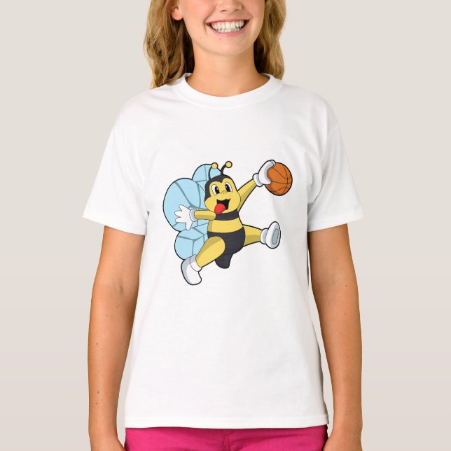 Camiseta Abelha como jogador de basquete com basquete (Frente)