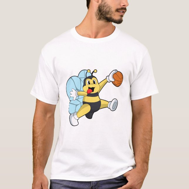 Camiseta Abelha como jogador de basquete com basquete (Frente)