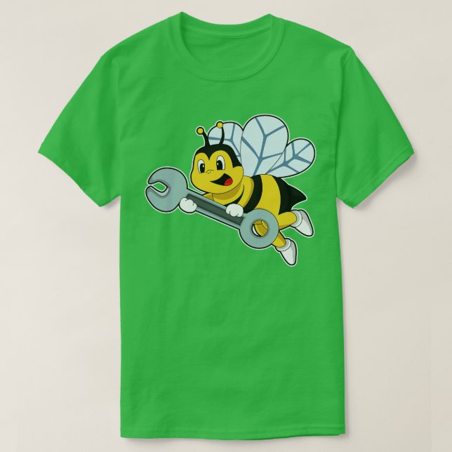 Camiseta Abelha como mecânica com chave inglesa (Frente do Design)