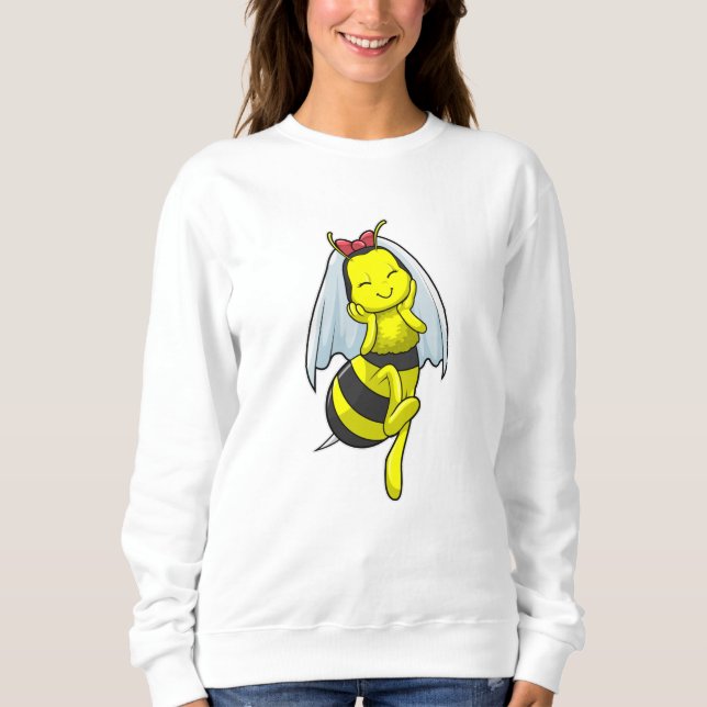Camiseta Abelha como Noiva em Casamento com Véu (Frente)