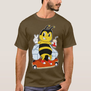 Camiseta Abelha como Patinadora com skate 1