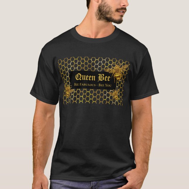 Camiseta Abelha Dourada Negra Moderna, Fabulosa Abelha Sua  (Frente)