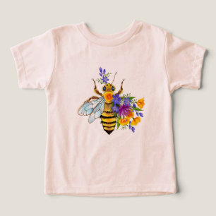 Camiseta Abelha flor com plantas silvestres