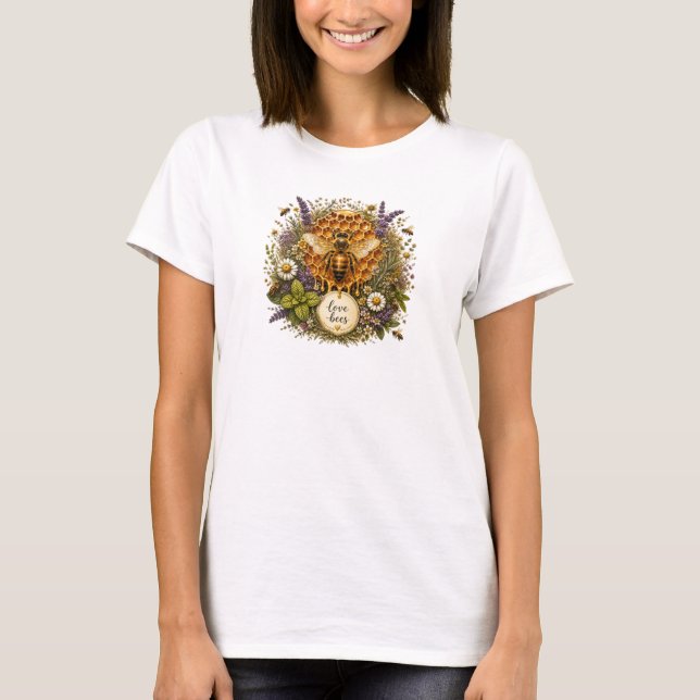 Camiseta Abelha Mel Love Bees presente (Frente)
