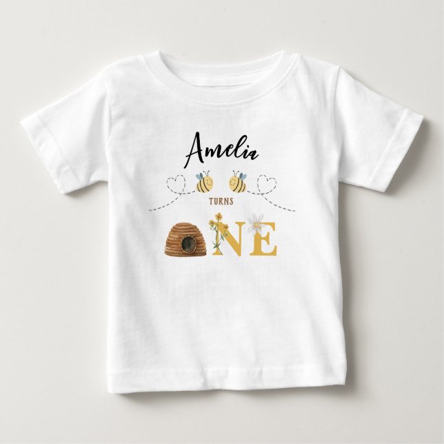 Camiseta Abelha Moderna e Cuta Primeiro Aniversário (Frente)