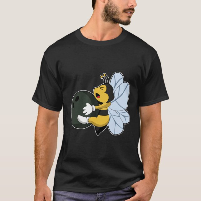 Camiseta Abelha na Boliche com Bola de boliche (Frente)