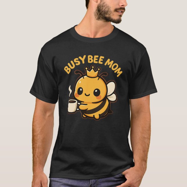 Camiseta Abelha Ocupada Mãe Bebê Café (Frente)