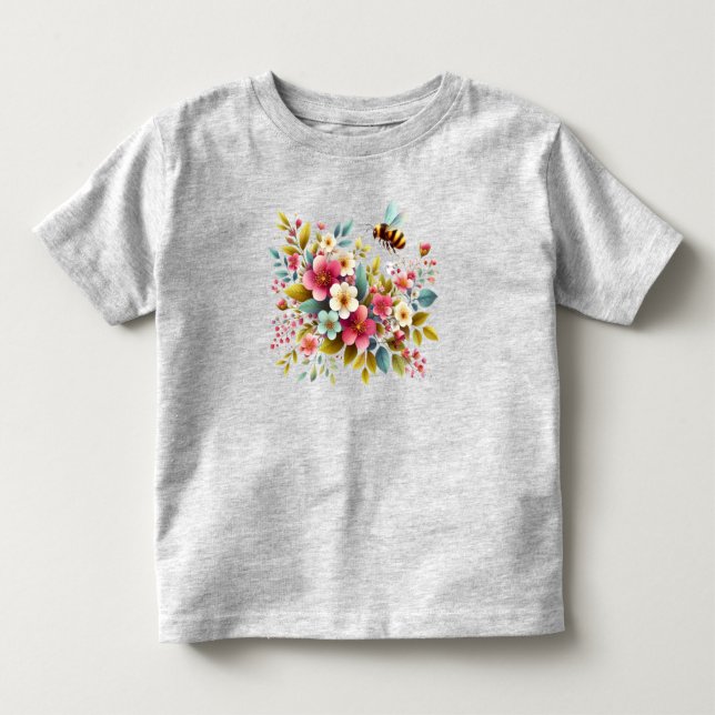 Camiseta Abelha Primavera/Floral colorida (Frente)