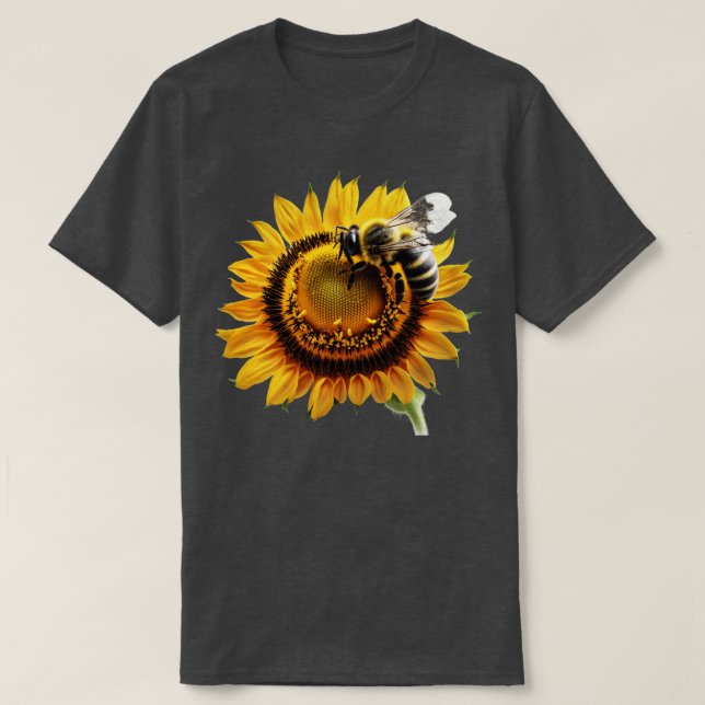 Camiseta abelha sobre girassol 99 (Frente do Design)