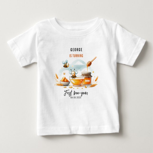 Camiseta Abelhas Amarelas e Girassol Bonitas 1rua Aniversár (Frente)