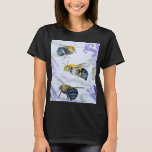 Camiseta abelhas azuis australianas com salvias azuis