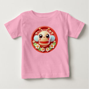 Camiseta Abelhas De Cartoon Adoráveis Com Flores Decoradas