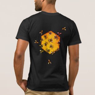 Camiseta Abelhas de mel com arte de desenho de hexágono ama