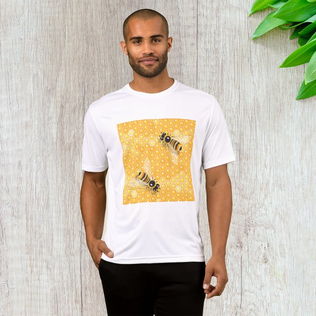 Camiseta Abelhas de Mel no Padrão de Bright Honeycomb (Criador carregado)