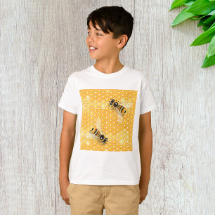 Camiseta Abelhas de Mel no Padrão de Bright Honeycomb